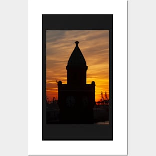 St. Pauli Landungsbrücken, Hamburg, dusk, afterglow Posters and Art